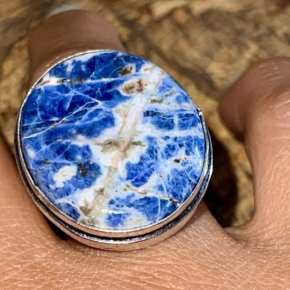 Round- About Navy Sodalite Ring Size 9
